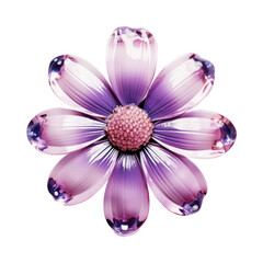 purple crystal daisy,purple daisy made of crystal isolated on transparent background,transparency 