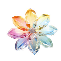 Rainbow crystal daisy,rainbow daisy made of crystal isolated on transparent background,transparency 