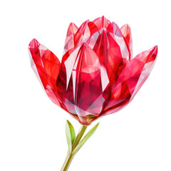 Red crystal tulip,red tulip made of crystal isolated on transparent background,transparency 