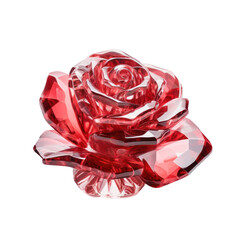 Red crystal rose,Red rose made of crystal,valentines 
flower isolated on transparent background,transparency 