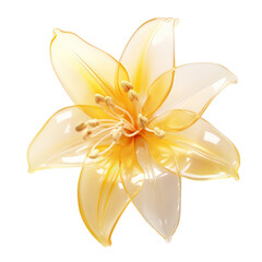 Yellow crystal lilly,yellow lilly made of crystal isolated on transparent background,transparency 