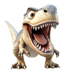 3d illustration of t rex dinosaur cartoon character on transparent background, generative ai - obrazy, fototapety, plakaty