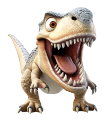 Fotobehang 3d illustration of t rex dinosaur cartoon character on transparent background, generative ai © neng kokom komala