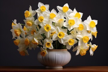 Vase with daffodil flowers