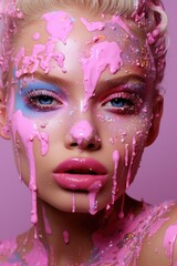 Obraz premium Splashed Dreams Female Portrait Surrealist Printable 3D Illustration