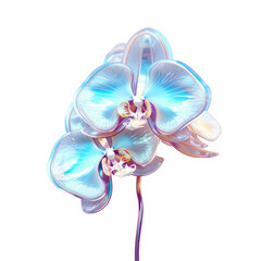 Hologram crystal orchid,beautiful crystal shape of orchid isolated on transparent background,transparency 