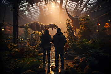 Dinosaurs at entertainment park. - obrazy, fototapety, plakaty
