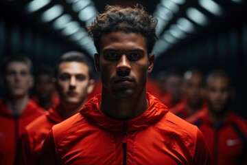 A male runner charges into a stadium through an electrifying tunnel of anticipation, runner image