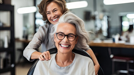 Senior Woman and Visiting Hairdresser