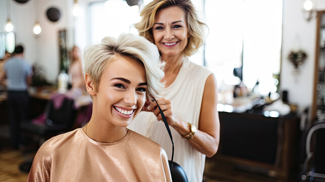 Senior Woman and Visiting Hairdresser
