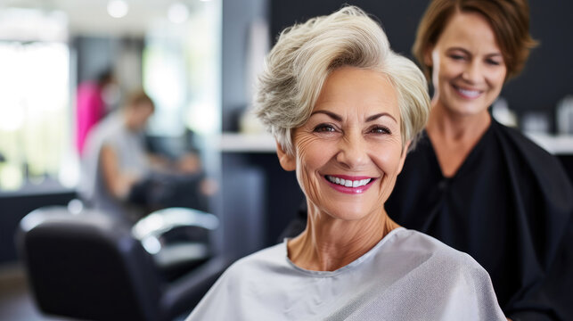 Senior Woman and Visiting Hairdresser