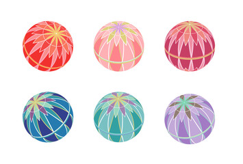 カラフルな手毬のイラスト