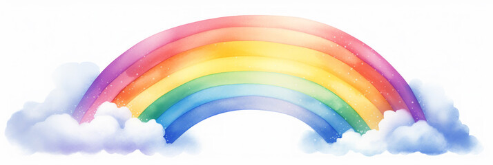 A rainbow of seven colors. Color scheme illustration in bright and pale colors. A concept suitable for hopes, desires, and wishes that will make your hopes and happiness come true. Panorama for banner