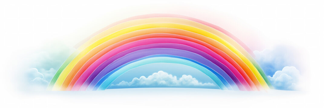 A rainbow of seven colors. Color scheme illustration in bright and pale colors. A concept suitable for hopes, desires, and wishes that will make your hopes and happiness come true. Panorama for banner