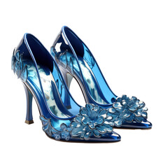 blue high heel isolated on transparent background,transparency 