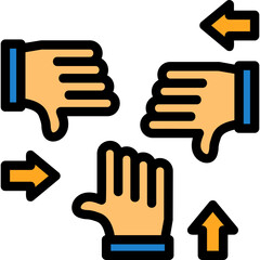 Group of people with open hands for collaboration Icon