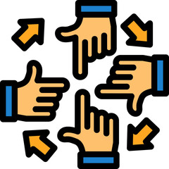 Group of people with hands in a circle for unity Icon