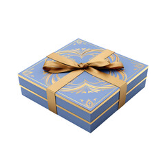 Blue giftbox with gold ribbon isolated on transparent background,transparency 