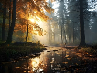 Autumnal Forest Serenity | Generative AI	