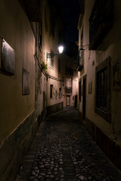 Dark street in the old town of Lisbon