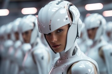 Human robot dance fusion choreography practice session in progress, futurism image