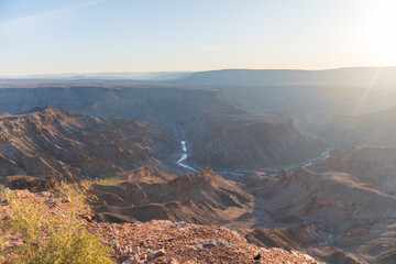 Fototapeta na wymiar Landscape shot of the sunset over the Fish River Canyon in Southern Namibia.