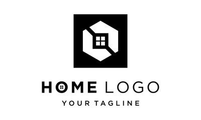 Vector design hexangular 6 sided with house apartment logo