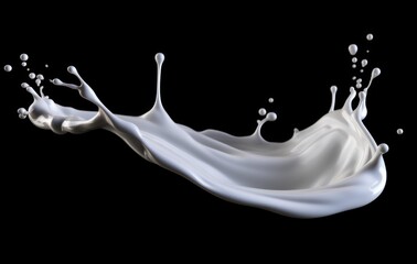 milk or white liquid splash isolated on black background