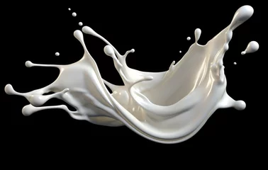 Fotobehang milk or white liquid splash isolated on black background © romanets_v