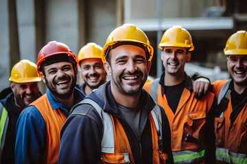 Smiling construction workers