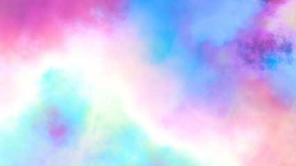 Abstract cloudy gradient background. Unicorn colorful rainbow clouds wide texture.