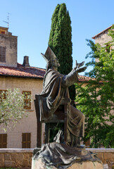 Statue of Saint Martin of Tours near The Cathedral of Saint Cerbonius in Massa Marittima. Italy