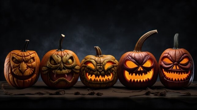 scary halloween pumpkin background wallpaper ai generated image