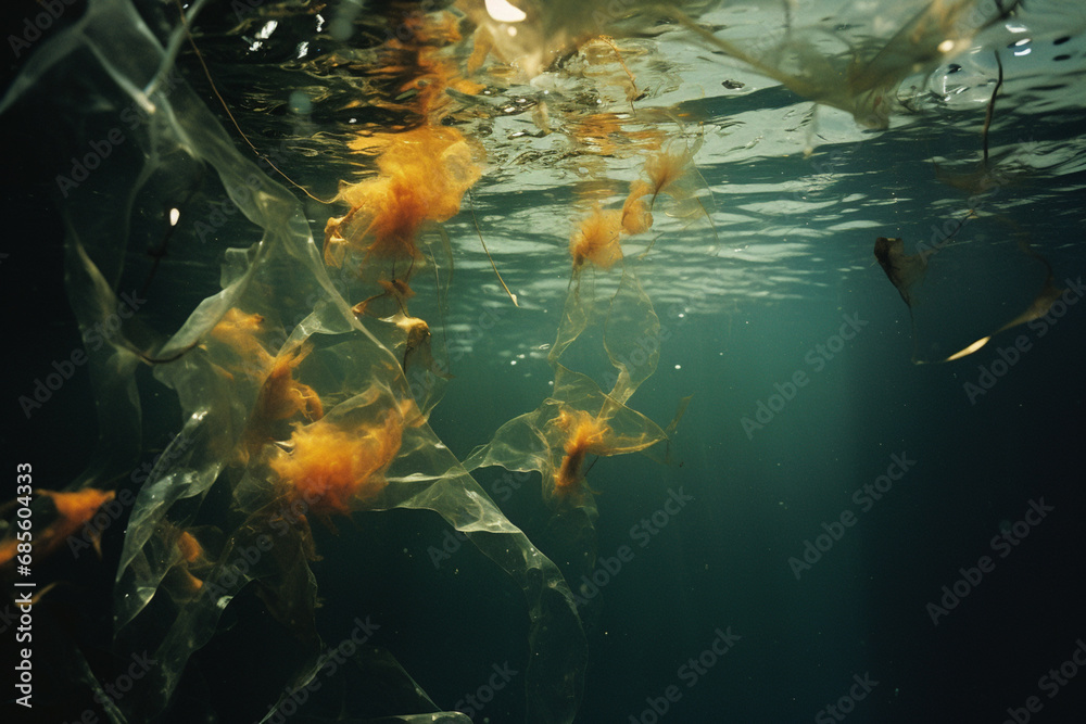 Aufkleber experimental underwater photography capturing abstract forms and textures beneath the surface, turni
