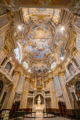 Obraz premium GENOA, ITALY, OCTOBER 14. 2023 - The inner of the Oratory of St. Philip (San Filippo) in the historic center of Genoa, Italy