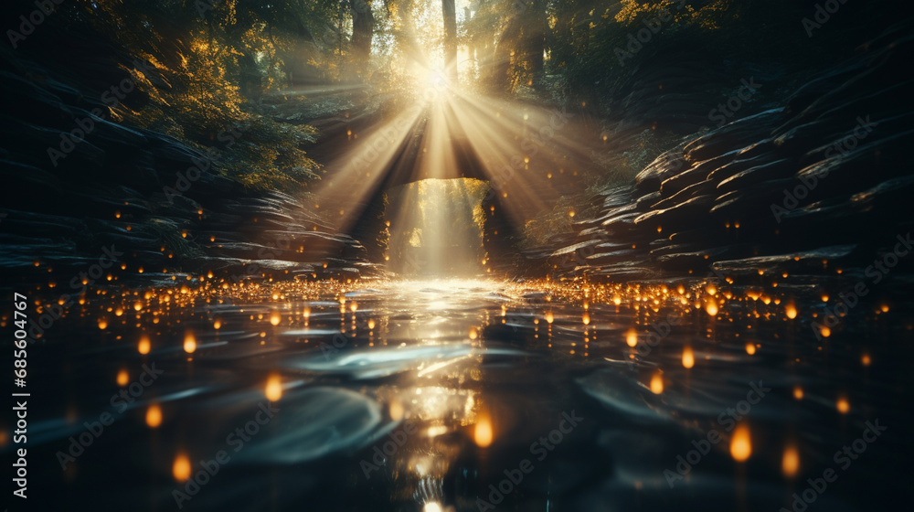 Poster visual burst of radiant light symbolizing the enlightening moments experienced along the path of sel
