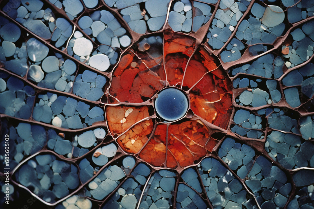 Poster A magical representation of a cell as a microscopic mosaic, with each piece contributing to the overall beauty and functionality.