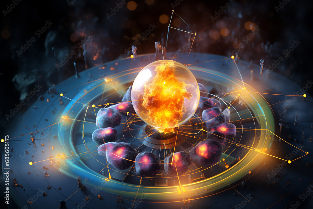 Aufkleber An image showcasing the observation of isotope decay in a controlled environment, providing insights into the stability and transformation of atomic nuclei.