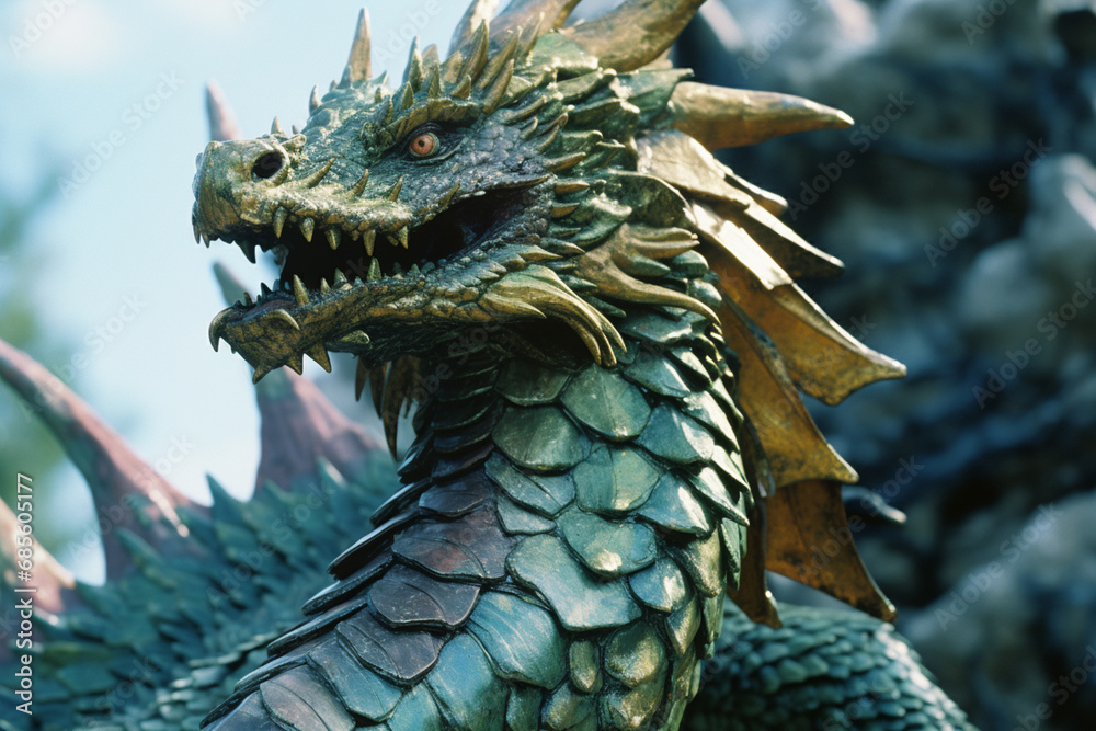 Aufkleber A Dragon with scales that change color based on its mood, reflecting a stunning array of hues.