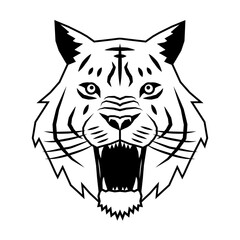 Tiger head logo. Wildlife face icon. Heraldry and royal symbol. Vector illustration image.