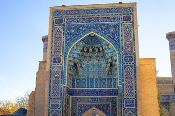 symptoms of historical place in Central Asia, Amir Temur Mausoleum, madrasah, Samarkand, autumn.