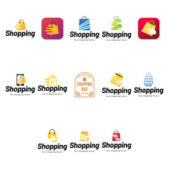 Set if bag shop Online logo design vector icon. Unique And Conseptual Shopping Retail Logo Template