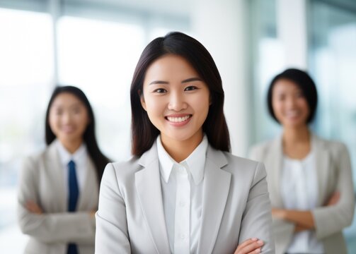 Diversity, portrait selfie and business women teamwork, global success or group empowerment in office leadership. Social media career of asian, black woman and senior people or staff profile picture