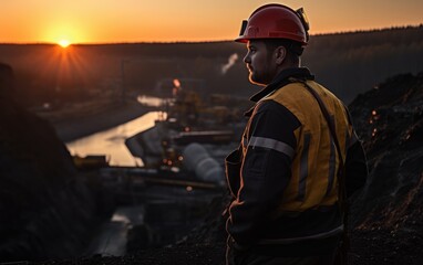 Obraz premium copper mine worker open pit Mine Surveying