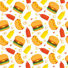 fast food seamless pattern with white background
