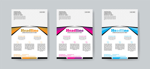 Business Leaflet Brochure Flyer Template Design Set. Corporate Flyer Template