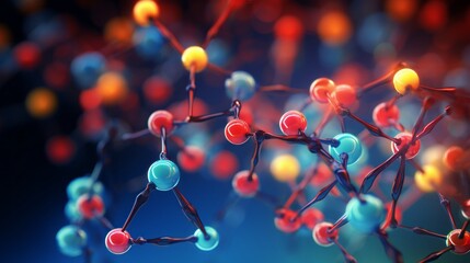 3d illustration of a molecule model. Science or medical background with molecules and atoms. - obrazy, fototapety, plakaty