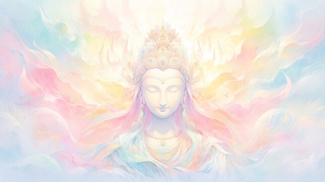 Divine Emanations: Goddesses of Buddhism, Tara, Kuan Yin, Avalokiteshvara, Prajnaparamita, Akasagarbha, Mahasthamaprapta.