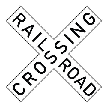 railway crossing sign, railroad level crossing ahead signs