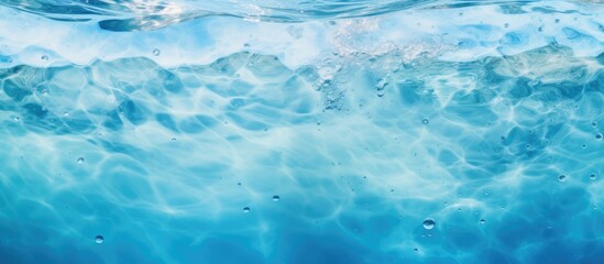 water wave underwater blue ocean swimming pool wide panorama background sandy sea bottom isolated on white background